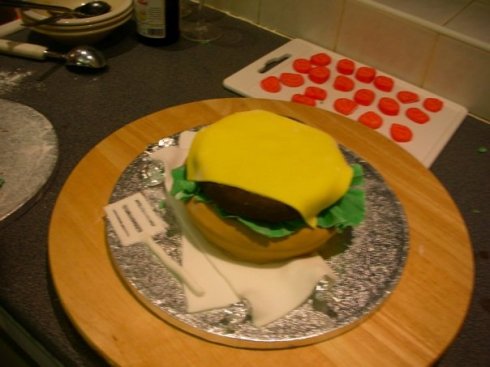 burger cake with cheese slice